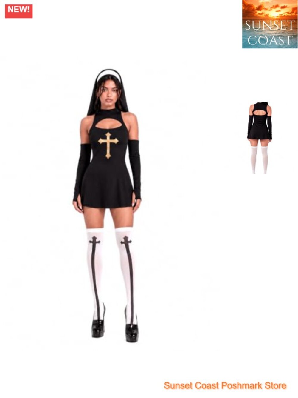 Nun Costume Women Holy Sister Halloween Cosplay Outfit Set